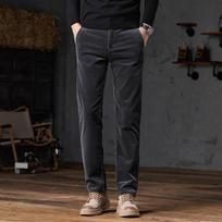 Pavasarinės ir rudeninės velvetinės kasdienės kelnės vyrams, verslo, slim fit, tiesaus kirpimo, elastinės, universalios, ilgos 32 tamsiai pilka spalva
