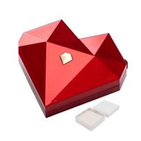 Daugiabriaunė Širdies Žiedo Dėžutė Romantiška Meilės Širdies Žiedo Dėklas Aksomu Pamušalu Geometrinė Žiedo Dėžutė balta