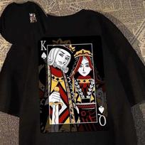 2026 New Fashion Trend Fun Playing Card K King Printed Mens and Womens Short Sleeve Loose Plus Size Crew Neck TShirts 4XL gray