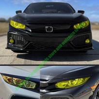 For Honda Civic 2016-2021 Headlight&Fog Light Yellow Precut Vinyl Tint Overlay black
