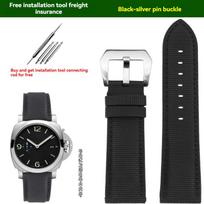 For Panerai watch strap PAM111/441/616/312 series fabric nylon sports outdoor watch strap men's watch chain24 26mm 24mm black
