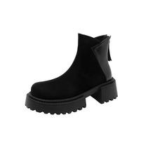 British style retro thick heel platform Martin boots women's 2025 new high and thin zipper Chelsea short boots 40 juoda