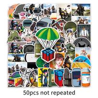50 PUBG Game Character Stickers: Cartoon, Waterproof, Perfect for Laptops and Journals black