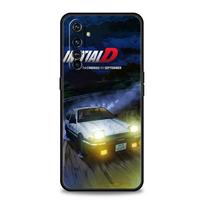 Initial D Car Soft TPU For Realme 13 12 11 10 9 Pro Plus GT3 GT2 C21 C25 C35 C53 C55 C67 Pro 5G Phone Case Cover Fundas Capa Bag for Realme C53 4G black