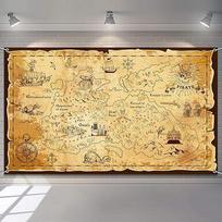 Pirate Background Treasure Map Theme Background Banner Nautical Theme Party Decoration Arrangement Background 95*75cm black