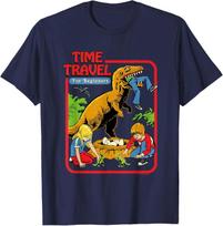 Steven Rhodes Time Travel T-Rex Dinosaur Retro Dark Humor T- Shirt 3XL black