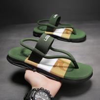 Men's Flip Flops Sandal Comfortable Thong Sandals Arch Support Casual T-Strap Sandals Open Toe Beach Slides Shoes Slip On Summer Slippers for Male 41 armijos žalia spalva