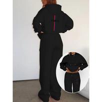 American Printed Hooded Sweatshirt Wide Leg Pants Set Casual Two Piece Set Wide Commuting Lazy Person Set Outfit XXXL juoda