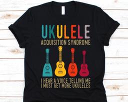 Ukulele Acquisition Syndrome Shirt, Cool Ukulele Design For Guitarists, Ukulele Lover, Instrumentalists Gift, Nylon Stringed Instrument Tee XL black