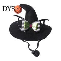 Pet Halloween Hat Cat Wizard Hat, Bent Pointed with Pumpkin Bell, Small Dog Sequined Bow Festive for Cats Dogs Accessories E black