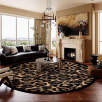 Amerikietiško stiliaus leopardo rašto apvalus kilimas Dekoracija Svetainė Didelio dydžio kilimai Namų sofos zona Stalai Kėdės Neslystantys grindų kilimėliai 120cm x 120cm