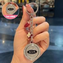 With Diamond Car Emblems Keychain Alloy Keyring Pendants For KIA Ceed Sportage Rio Proceed K5 Optima Sedona Forte Cerato Venga drlqc11 sidabras