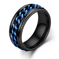 Blue Anti Stress Anxiety Fidget Spinner Rings Dragon Pattern Men Ring Matte Roman Numerals Trendy Groove Gifts 10 black