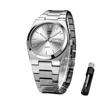 OPK Men's Wristwatch Simple Fashion Casual Business Water-Resistant Stainless Steel Date White Lightweight Comfortable gray