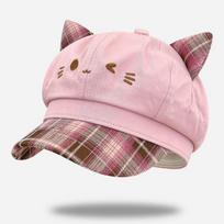 Cotton Beret Hat Cat Ear Newspaper Hat Casual Painter Cap  Outdoor rožinė