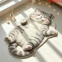 Adorable Fun Cat-Shaped Area Rug Stylish Unique Home Decor Carpet For Living Rooms Cartoon Bedrooms Bedsie Floor Mat Soft Plush 6