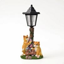 Cat Figurine with Lantern Outdoor Garden Statue Solar Light Decorative Ornament Cat with Butterfly black
