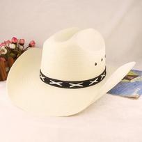 Hot-selling five-point grass hand-woven western Panama cowboy hat knight hat beach visor for men L（58-60cm） dramblio kaulas