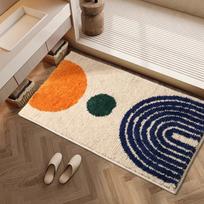 Anti Slip Absorbent Plush Carpet Nordic Ins Style Black And White Color Block Bathroom Bedroom Hallway Soft Home Rug 40X60CM(1.3X2FT