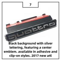 For Audi A4L A5 A6L Q3 Q5 Quattro Front Grille Badge & Rear Trunk Emblem High-End Style Decoration Exterior Upgrade Accessories black