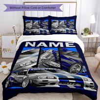 3pcs Custom Name Fast & Furious Bedding Set Duvet Cover Closure Includes 1 Duvet Cover & 2 Pillowcases, Soft and Comfortable for All Seasons. 140cmx200cm