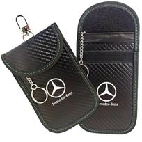 For Mercedes Benz W211 W203 W204 W210 W124 AMG W202 W212 W222 Car Key Case Signal Blocker Bag RFID Shielding Pocket Accessories black