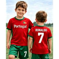 26 berniukai Ronaldo Nr.7 Futbolo marškinėliai Šortai Rinkinys Moterys Vyrai Harajuku PORTUGALIJA Gerbėjai Marškinėliai Šortai Rinkinys Vaikai Sportinis kostiumas 2 dalių rinkinys 100