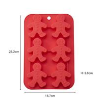 Christmas Gingerbread Man Mold Silicone Cake Mold Six Link Silicone Baking Mold Jelly Chocolate Wax Bottle Sugar Mold red