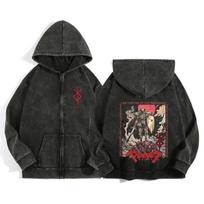 BERSERK Anime Cartoon Print Zipper Hoodie 2XL