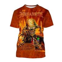 3D mados Megadeth Printing Marškinėliai Vasaros Vyriški Moteriški Populiarūs marškinėliai Hiphopo stiliaus trumpomis rankovėmis megztinis berniukams vintažiniai viršutiniai drabužiai 4XL orange