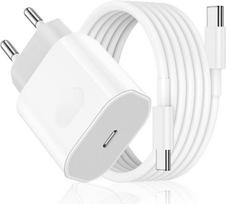 Fast Charger - USB C - 27W - iPhone 15/16 - 2m Cable - Safety Protection balta