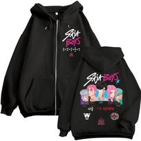 K-pop „Saja Boys“ demonų medžiotojų filmo užtrauktuku užsegamas vyriškas džemperis su gobtuvu, skirtas moterims, laisvalaikio negabaritinių megztinių, hiphopo gerbėjų dovanų užtrauktuku, skirtas gobtuvams XL