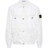 Stone Island Solid Color Logo Badge Polo Collar Long Sleeve Jacket Men jackets White 801542932-V0001 M white