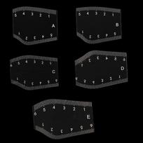 5Pcs New Fast Drawing Eyebrow Desgin Ruler Reusable PVC Thrushcross Cards Shaping Eyebrow Tattoo Mapping Ruler for Beginner black
