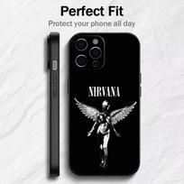 N-Nirvana Grunge K-Kurt Cobain Singer Phone Case For iPhone17,16,15,14,13,12 Plus,Max Soft Silicone Black Cover iPhone16se4