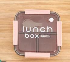800/1100ml Plastics Compartmented Lunch Box Microwave Safe Bento Box with Cutlery Food Storage for Student Worker Tableware gray