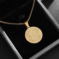 Bitcoin Keychain Dog Virtual Commemorative Coin Pendant Jewelry Pendant Necklace 60CM(Necklace Long) beige