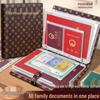 A4 Large Capacity Family Document Binder with Transparent Pages for Birth Certificates and Household Records red