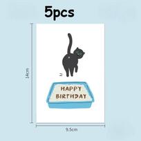 10pcs/5pcs Funny Cat Litter Box Birthday Card – With  Happy Birthday  Message | Unique Greeting Card for Cat Lovers white