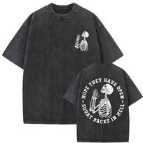 Hope They Have Open Squat Racks in Hell Meme Skeleton Gym Pump Cover T-shirts Men Women Funny Fitness Washed Vintage T Shirts 3XL įvairiaspalvis