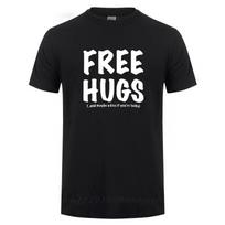 Free Hugs Printing T Shirt For Men Male Summer Tops Tee O Neck Short Sleeve Fashion Cotton T-Shirt Tshirt Man Brand Clothing M black