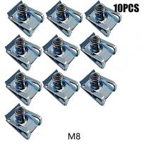 10 vnt. M4/M5/M6/M8 tipo U formos spyruoklinio plieno automobilių spaustuvai su sriegiu 8mm 5mm 6mm 4mm veržlės-nendrelės automobiliui, motociklui, paspirtukui, keturračiui, mopedui M8 gray