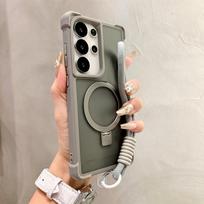 Luxury Lanyard Magnetic Armor Folding Stand Phone Case For Samsung S24 S25 Plus S23 Ultra 5G Shockproof Protective Back Cover Case & Strap&Galaxy S26+