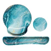3Pcs/Set Soft Keyboard Wrist Rest Set Comfortable Wristband Mouse Mat  Office Supplies Set 9 blue