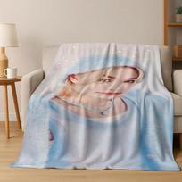 D Print Stray Kids Kpop Felix Flannel Blanket Soft Warm Bed Blanket for Bedroom Living Room Travel Camping Picnic Gift 100cm x 150cm