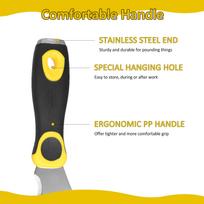 420 Stainless Steel Multifunctional Putty Shovel with Two Color Anti Slip Handle, Paint Scraper 10 in 1 Putty Knife black