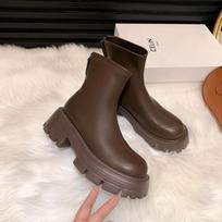 Vintage Platform Women Short Boots Fashion Back Zippers Knight Long Booties Square Heels Shoes Largas De Mujer 35 ruda