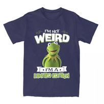 MINISO Muppet Kermit Frog I'm Not Weird I'm A Limited Edition T-Shirt Men Women O Neck T Shirts Short Sleeve Clothing 3XL gray