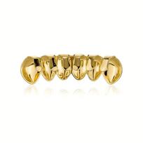 18K Gold Plated Copper Hip Hop Grillz with Twill Design - Top and Bottom Set, European Hot Seller beige