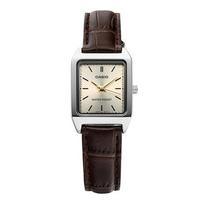 Women's Analog Square Leather Wristwatch (R1) (LTP V007L 9EUDF) gray